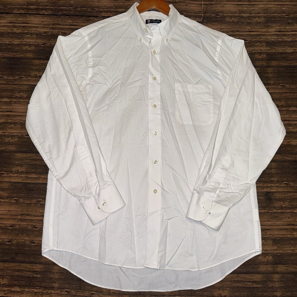 Chaps Oxford Collar Classic Fit Twill Men's 16-16.5,34/35 White Dress Shirt